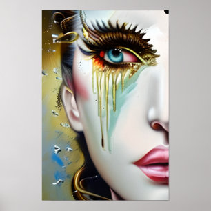 Mystical Ethereal Beautiful Women with Gold Tears Poster