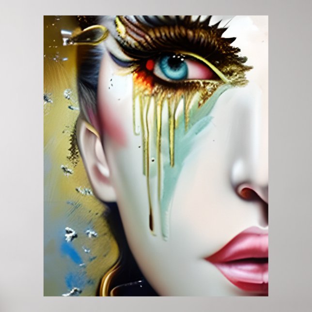 Mystical Ethereal Beautiful Women with Gold Tears Poster (Front)