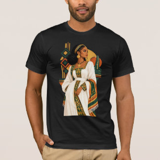 Mystical Ethiopian Cultural Woman Sun & Moon Graph T-Shirt