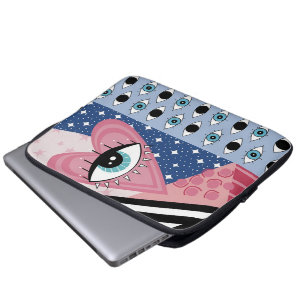 Mystical Evil Eye Heart Pop Art Retro Celestial Laptop Sleeve