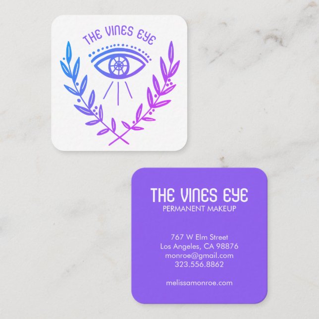 Mystical Eye and Vines Elegant Boho  Square Business Card (Front/Back)