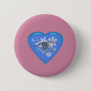 Mystical Eye Floral Heart 6 Cm Round Badge