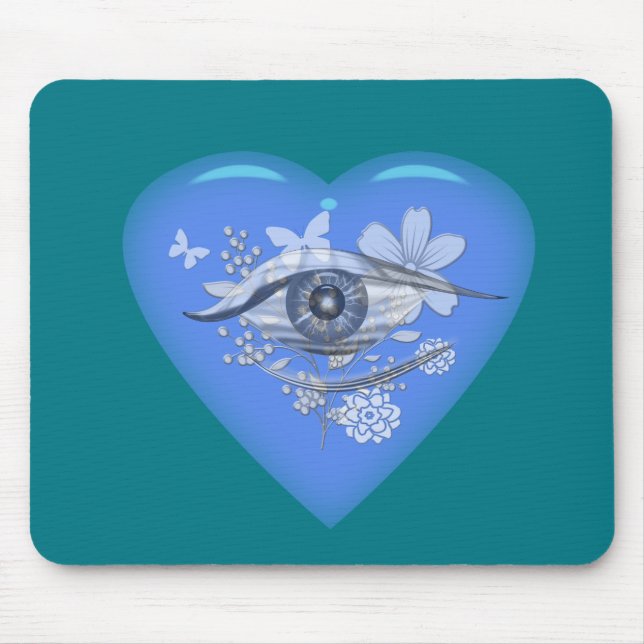 Mystical Eye Floral Heart Mouse Pad (Front)