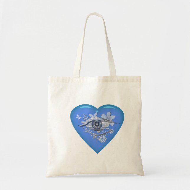 Mystical Eye Floral Heart Tote Bag (Front)