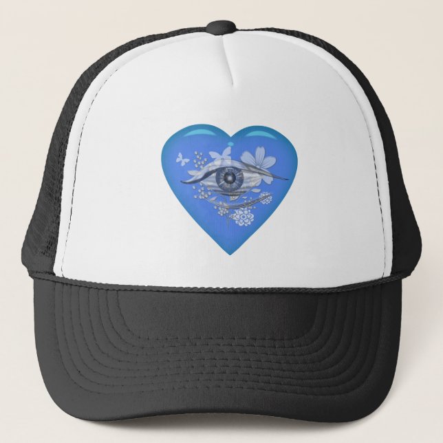 Mystical Eye Floral Heart Trucker Hat (Front)