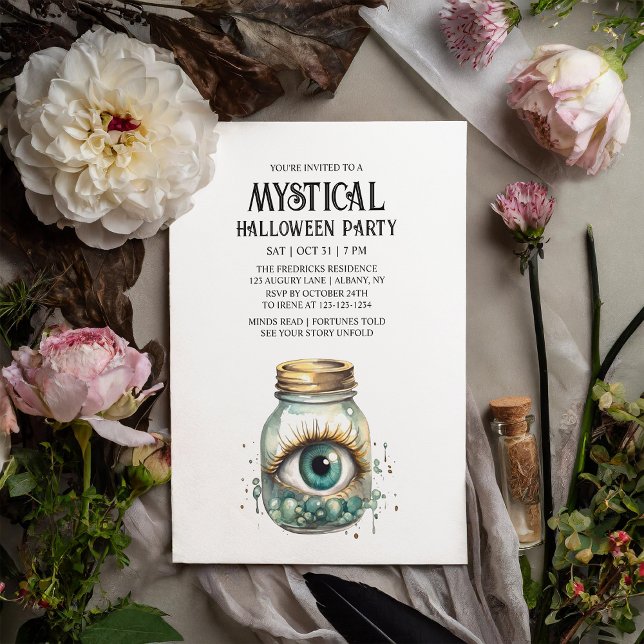 Mystical Eye Fortune Spooky Mint Halloween Party Invitation (Creator Uploaded)