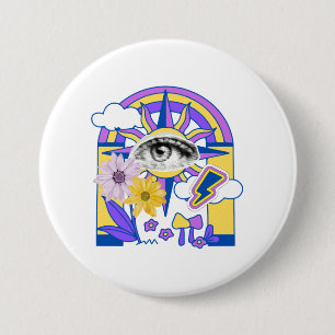 Mystical Eye Rainbow Arch Colourful Floral Boho 7.5 Cm Round Badge
