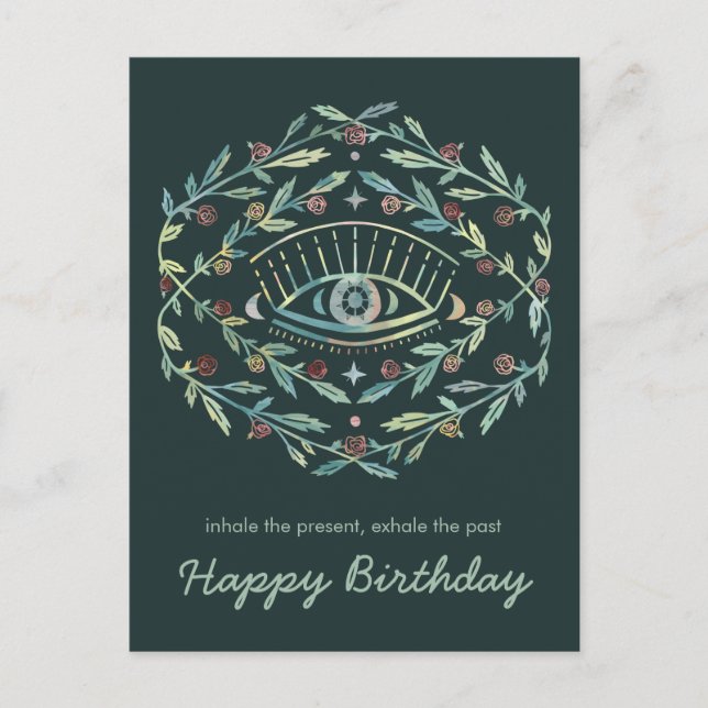 Mystical Eye Roses Inspirational Happy Birthday  Postcard (Front)