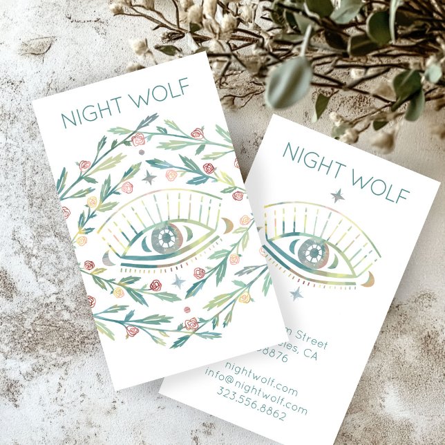 Mystical Eye Roses Vines Magical Boho Colourful  Business Card (Mystical Eye Roses Vines Magical Boho Colorful Business Card
)