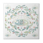 Mystical Eye Roses Vines Magical Boho Colourful   Ceramic Tile<br><div class="desc">This hand made pattern makes an awesome home decor item. Check out my shop for more or let me know if you'd like something custom!</div>