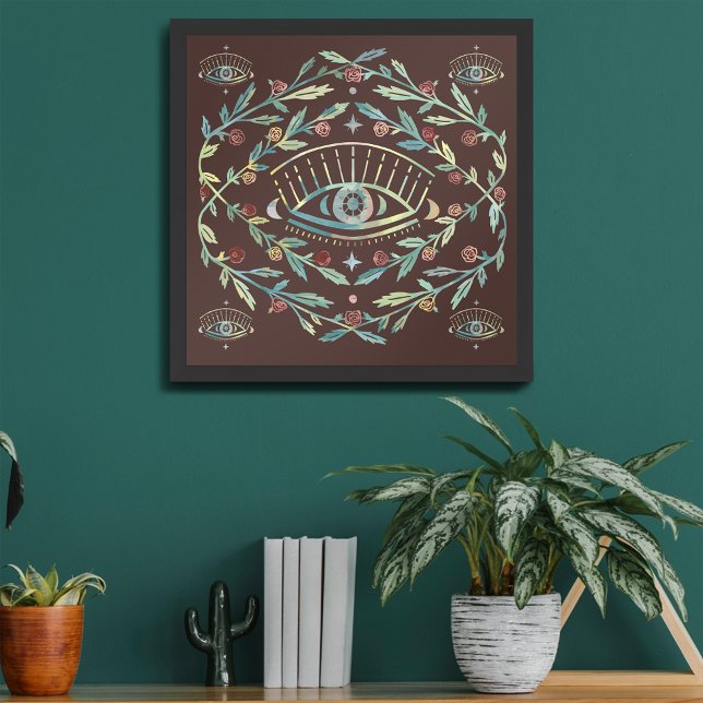 Mystical Eye Roses Vines Magical Boho Colourful   Poster (Mystical Eye Roses Vines Magical Boho Colorful Poster
)