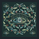 Mystical Eye Roses Vines Magical Boho Colourful  Poster<br><div class="desc">This hand made illustration makes awesome wall art. Change the background colours to fit your decor or add your own custom text. Select the print size using the drop down menu above, and you can click the “edit design” button to customise the artwork to fit any size paper. Purchase a...</div>