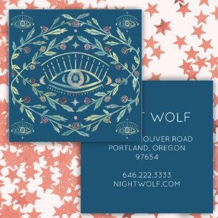 Mystical Eye Roses Vines Magical Boho Colourful  Square Business Card