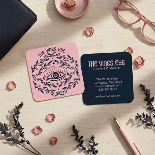 Mystical Eye Roses Vines Magical Boho Square Business Card (Mystical Eye Roses Vines Magical Boho Square Business Card
)