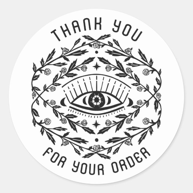 Mystical Eye Roses Vines Magical Order Thank You  Classic Round Sticker (Front)