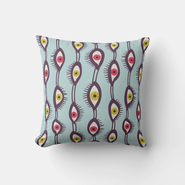 Mystical Eyes Pattern - Psychedelic Trippy Design  Cushion (Front)