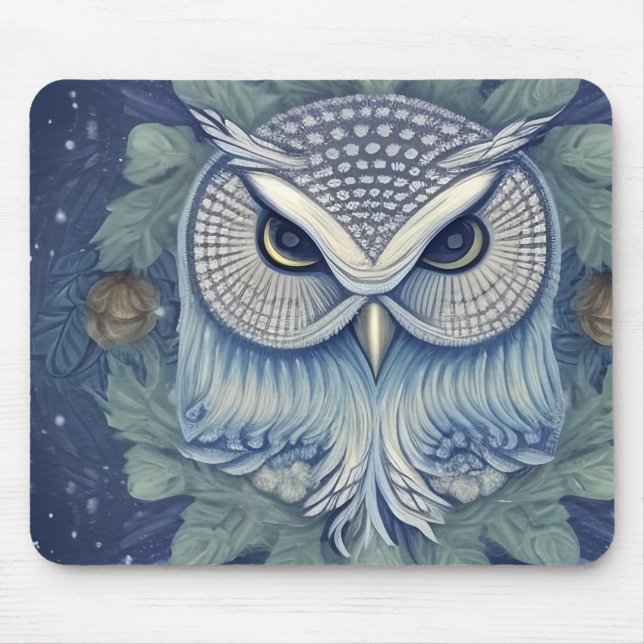 Mystical Fantasy Forest Owl Mouse Pad (Front)