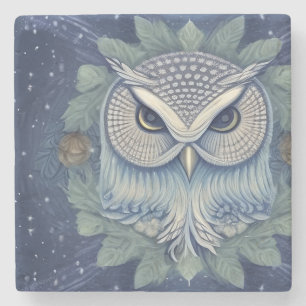 Mystical Fantasy Forest Owl Stone Coaster