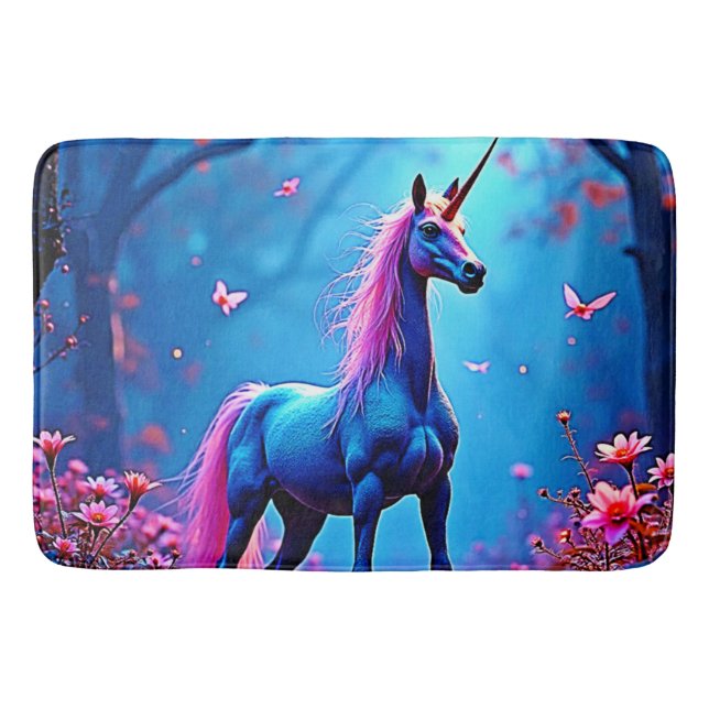 Mystical Fantasy Unicorn Art Bath Mat (Front)