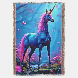 Mystical Fantasy Unicorn Art Throw Blanket