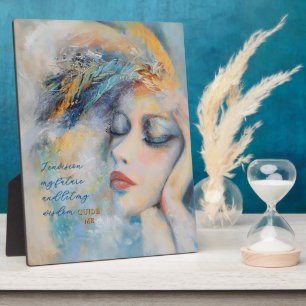 Mystical Feather Woman Tabletop Plaque with Easel