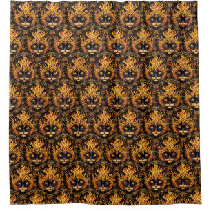 Mystical Fire Cat Mandala Design Shower Curtain