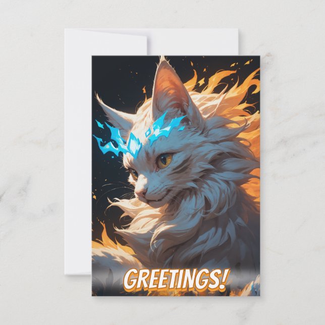 Mystical Flame Cat Familiar Card (Front)