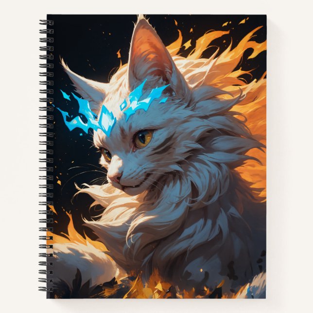 Mystical Flame Cat Familiar Notebook (Front)