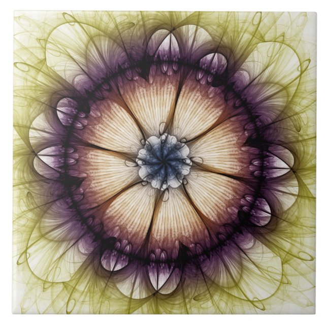 Mystical floral magical enigmatic pattern ceramic tile (Front)