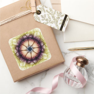 Mystical floral magical enigmatic pattern square sticker