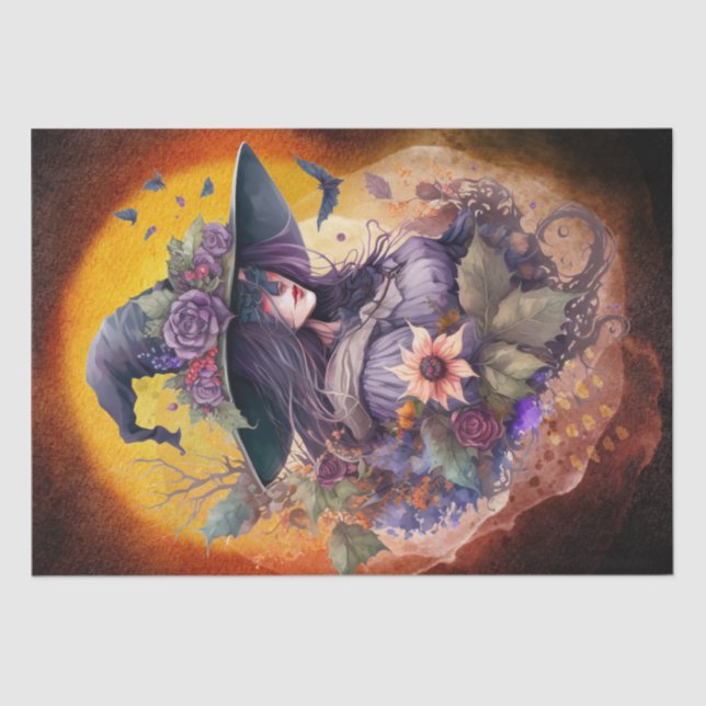Mystical Floral Witch Tissue Paper (Front)