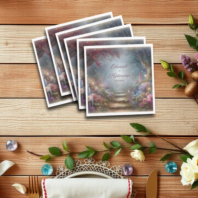Mystical Floral Woodland Wedding Napkin (Creator Uploaded)