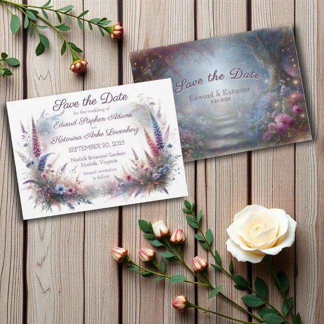 Mystical Floral Woodland Wedding Save the Date Invitation (Creator Uploaded)