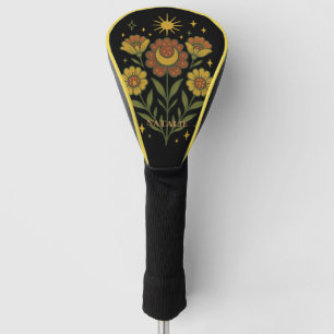 Mystical Folk Flowers Custom Name Golf Head Cover