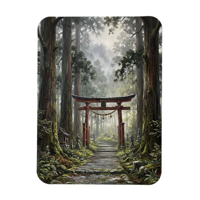 Mystical forest and torii gate that symbolizes it magnet (Vertical)