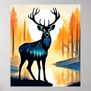 Mystical Forest Deer Poster