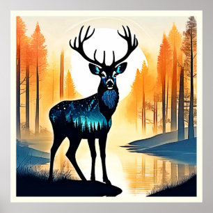Mystical Forest Deer Poster