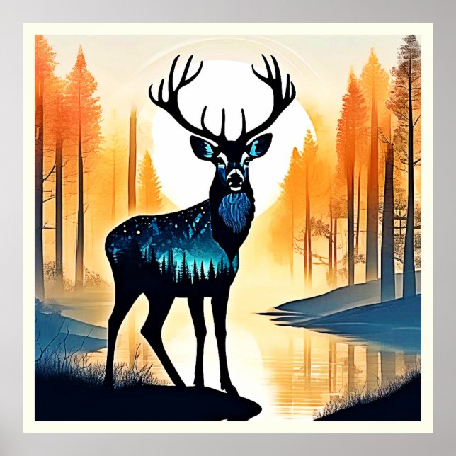Mystical Forest Deer Poster (Front)