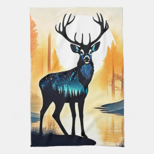 Mystical Forest Deer Tea Towel