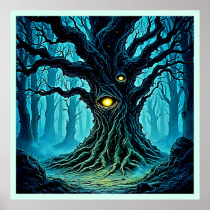 Mystical Forest Eye Tree Art Poster