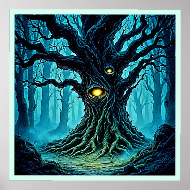 Mystical Forest Eye Tree Art Poster (Front)