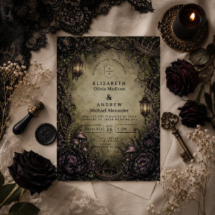 Mystical Forest Fairy Goth Wedding Invitation