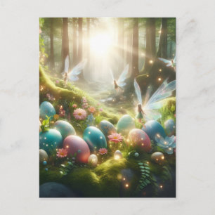 Mystical Forest Fairy Magical Spring Eggs Announcement Postcard