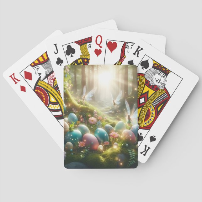 Mystical Forest Fairy Magical Spring Eggs Playing Cards (Back)