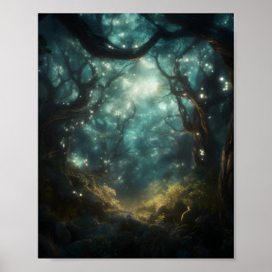 Mystical Forest Filled With Towering Trees Poster