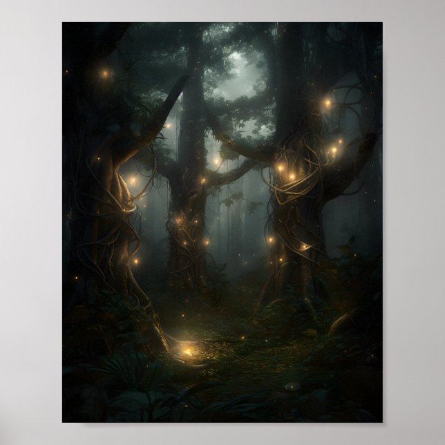 Mystical Forest Filled With Towering Trees Poster (Front)