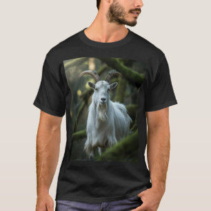 Mystical Forest Goat Among Moss Dark Fantasy T-Shirt