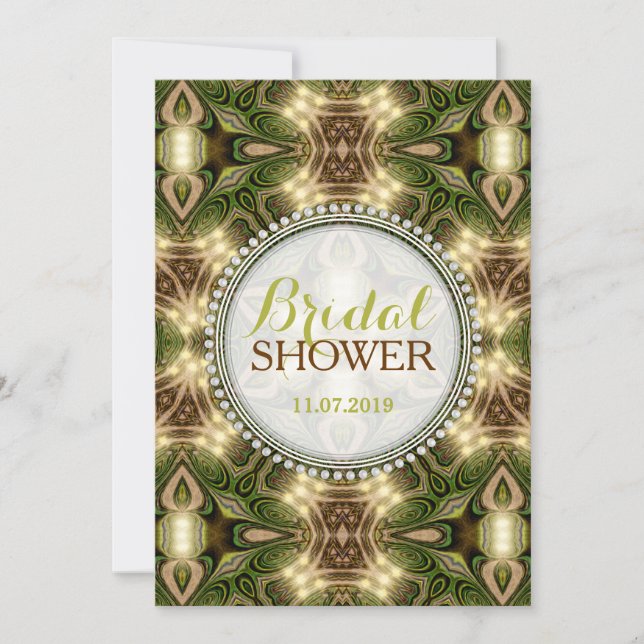 Mystical Forest Green Tribal Mandala Bridal Shower Invitation (Front)