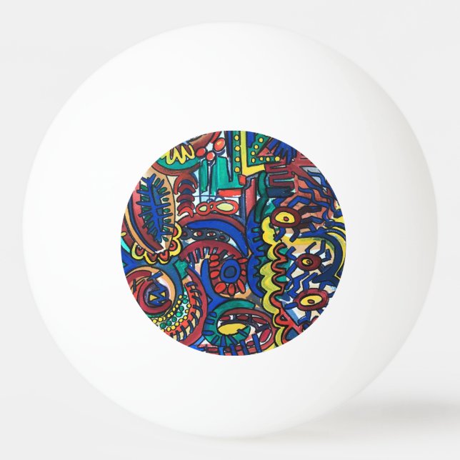 Mystical Forest-Hand Painted Abstract Art Ping Pong Ball (Back)