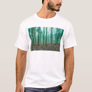 Mystical Forest in the fog in Green T-Shirt